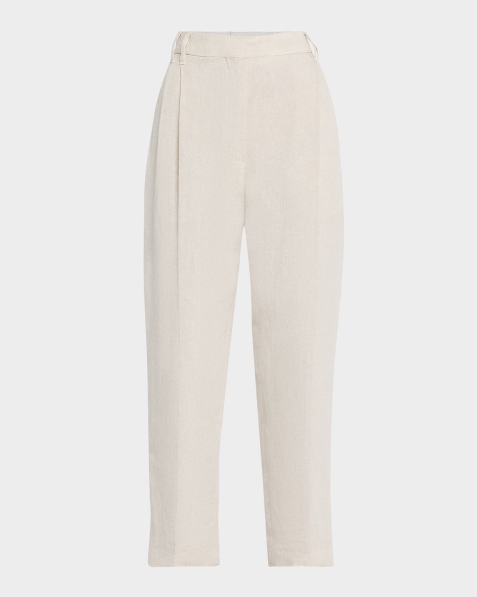 Sparkling Canvas Linen Cropped Trousers